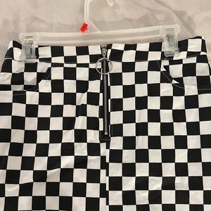 Checkered zip mini skirt